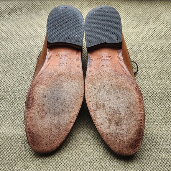 Johnston & Murphy Haskell Wingtip Oxford Mens 12 M Tan Calfskin Leather 59-10392